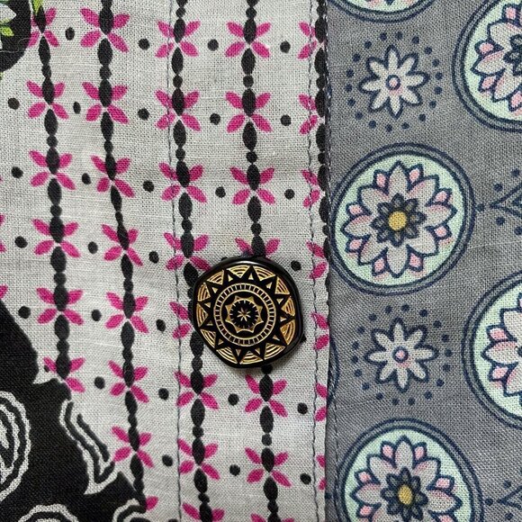 Patchwork Print Long Shirt O/S Green Kaftan Boho Artsy Cottagecore Prairie - Picture 7 of 9